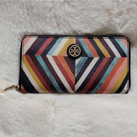 Tory Burch Continental Long Zip Around Wallet 👛 Rare Geometric Print Like New - Picture 10 of 10